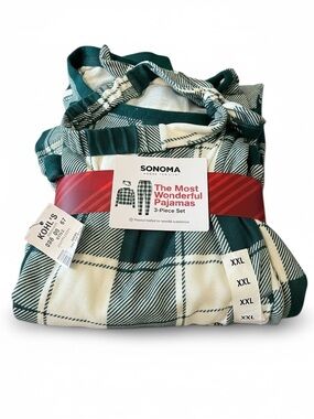 💙🩷”Sonoma” Forest Green and Cream Plaid Pajama Set ((NWT))🩷💙
